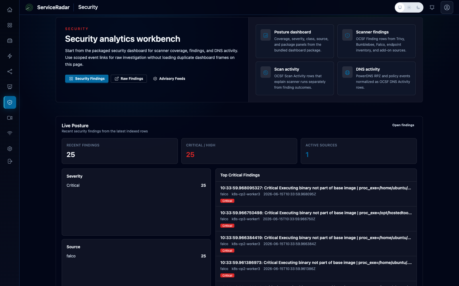 ServiceRadar security analytics workbench